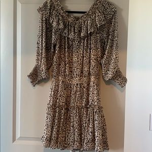 Leopard off-the-shoulder ruffle dress